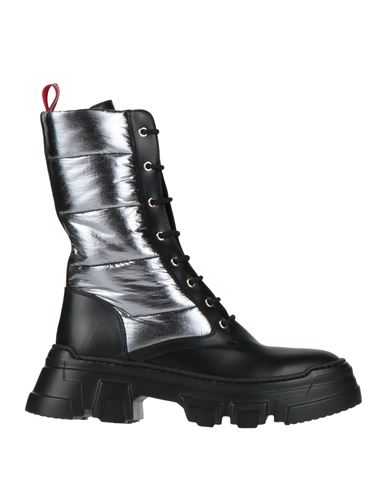 Pollini Woman Ankle Boots Silver Size 9 Calfskin, Synthetisches Material In Silver