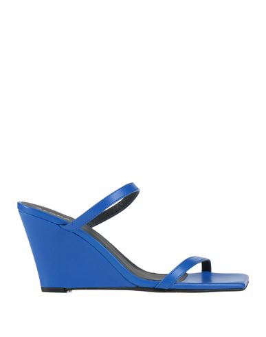 Alohas Woman Sandals Bright Blue Size 7.5 Leather In Blue