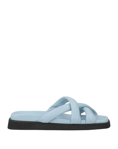 Alohas Woman Sandals Sky Blue Size 6 Leather In Blue