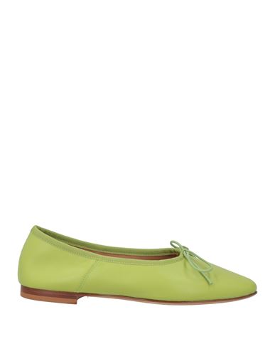 Mansur Gavriel Woman Ballet Flats Lime Green Size 8 Leather In Animal Print