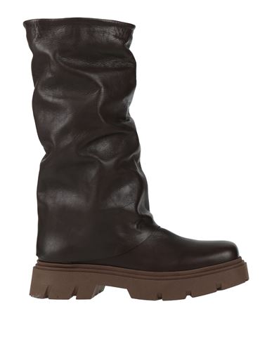 Miss Unique Woman Boot Dark Brown Size 10 Leather In Brown