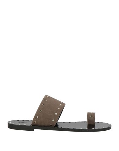 Alohas Woman Thong Sandal Charcoal Size 5 Leather In Gray