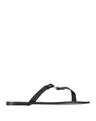 Alohas Woman Thong Sandal Black Size 8.5 Leather In Black