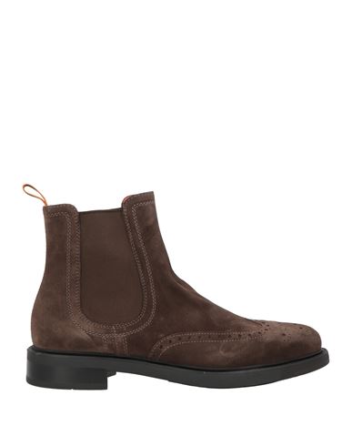 Santoni Man Ankle Boots Chocolate Brown Size 8.5 Leather In Brown