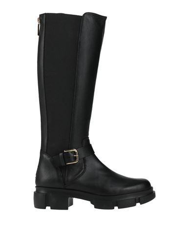 Pollini Woman Boot Black Size 6 Calfskin, Elastic Fibres In Black