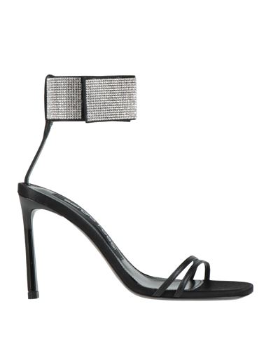 Sergio Rossi Woman Sandals Black Size 8 Textile Fibers In Black