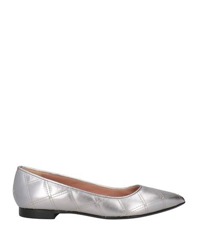 Pollini Woman Ballet Flats Gunmetal Size 8 Leather In Silver