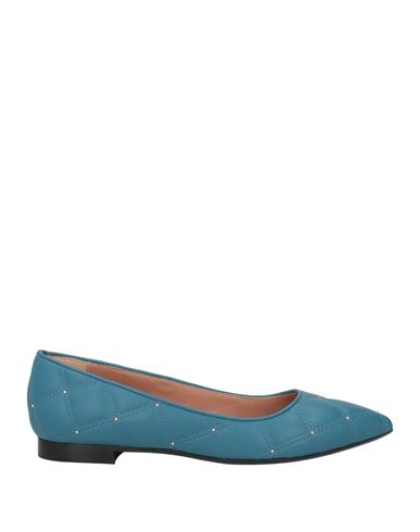 Pollini Woman Ballet Flats Light Grey Size 5 Leather In Blue
