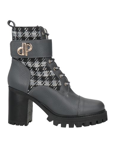 Pollini Woman Ankle Boots Grey Size 10 Leather, Textile Fibers In Gray