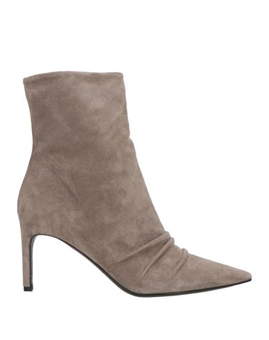 Del Carlo Woman Ankle Boots Taupe Size 8 Leather In Gray
