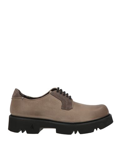 Morgillo Man Lace-up Shoes Grey Size 9 Leather In Brown