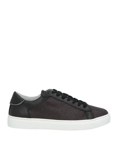 Fabiana Filippi Woman Sneakers Black Size 11 Leather, Natural Raffia