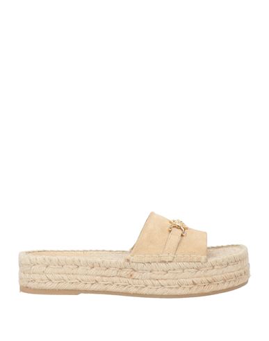 Versace Woman Espadrilles Beige Size 7.5 Calfskin In Neutral