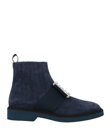 Roger Vivier Woman Ankle Boots Blue Size 11 Leather In Multi