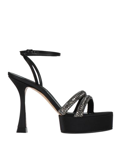 Casadei Woman Sandals Black Size 8 Textile Fibers
