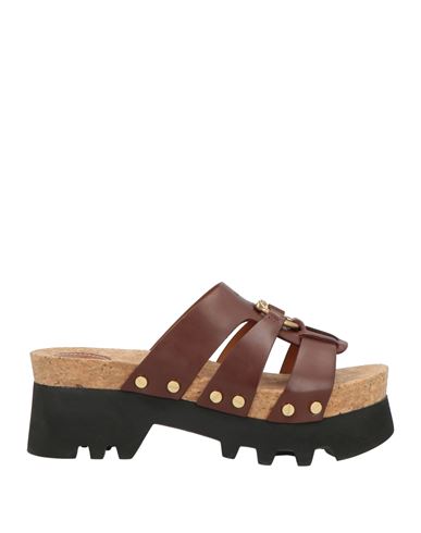 Chloé Woman Sandals Chocolate Brown Size 7 Leather In Brown