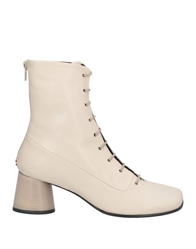 Halmanera Woman Ankle Boots Ivory Size 8 Leather In Neutral