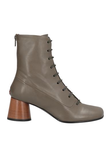 Halmanera Woman Ankle Boots Khaki Size 8 Leather In Brown