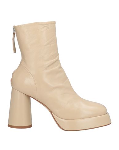 Halmanera Woman Ankle Boots Beige Size 7 Leather In Neutral