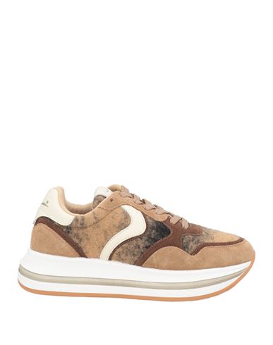Voile Blanche Woman Sneakers Camel Size 6 Leather, Textile Fibers In Brown