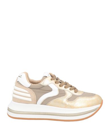 Voile Blanche Woman Sneakers Platinum Size 8 Leather, Textile Fibers In Gold