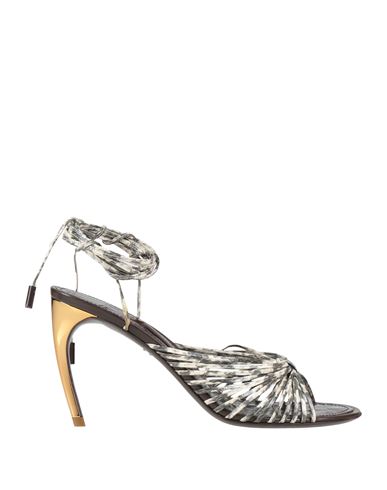 Ferragamo Woman Sandals Cream Size 8 Leather In Silver