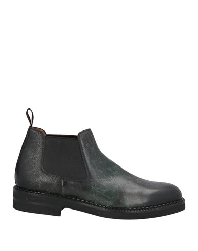 Santoni Man Ankle Boots Dark Green Size 7 Leather In Black