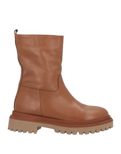 Aria Shoes Woman Ankle Boots Tan Size 8 Calfskin In Brown