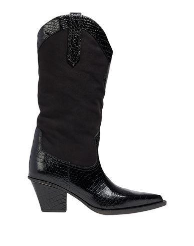 Paris Texas Rosario Leather-trimmed Canvas Western Boots In Black