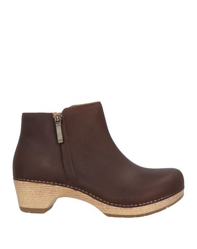 Dansko Woman Ankle Boots Chocolate Brown Size 8 Leather In Brown