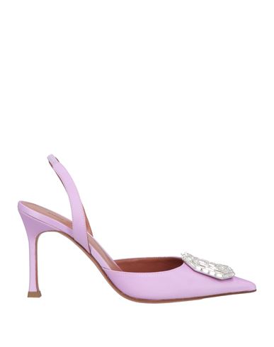 Amina Muaddi Woman Pumps Lilac Size 8 Textile Fibers In Purple