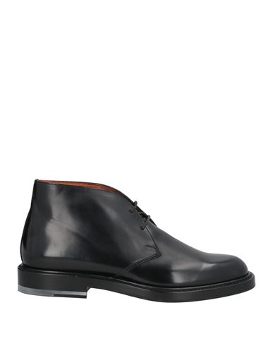 Santoni Man Ankle Boots Black Size 6 Leather In Black