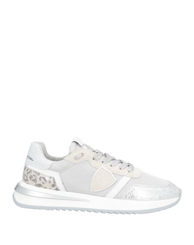 Philippe Model Woman Sneakers Silver Size 11 Leather, Textile Fibers In Transparent