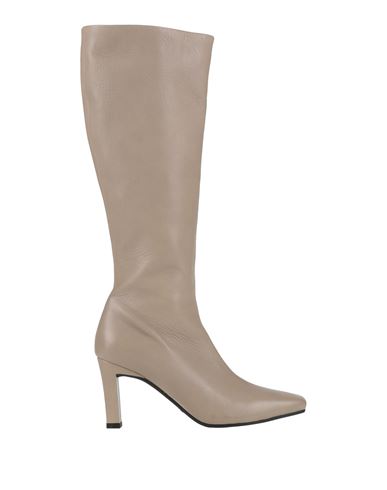 Frau Woman Boot Beige Size 8 Leather In Gray