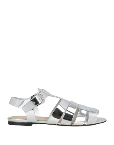 Theory Woman Sandals Silver Size 8 Leather In Silver