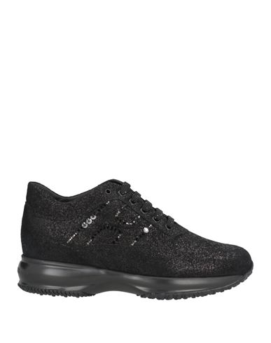 Hogan Woman Sneakers Black Size 8 Leather In Black