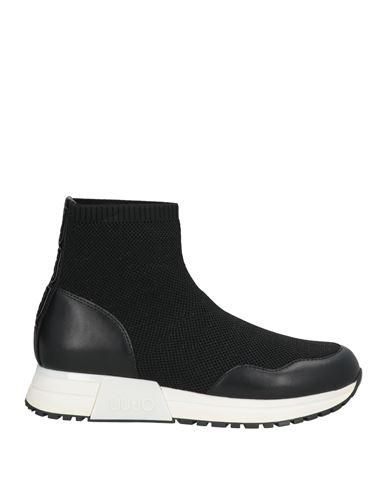 Liu •jo Woman Sneakers Black Size 8 Leather, Textile Fibers In Black