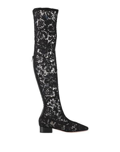 Valentino Garavani Woman Boot Black Size 8 Leather, Textile Fibers In Multi