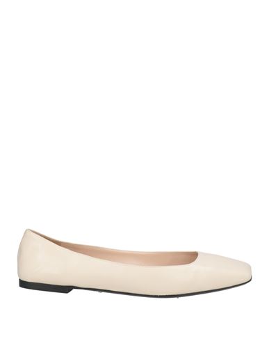 Paciotti Woman Ballet Flats Cream Size 11 Leather In Animal Print