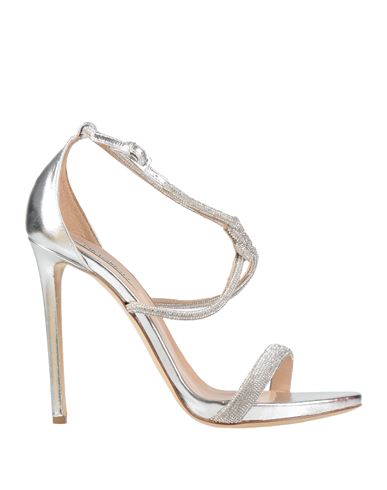 Ninalilou Woman Sandals Silver Size 7.5 Leather In Gray