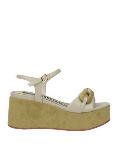 Luciano Barachini Woman Sandals Sage Green Size 8 Leather