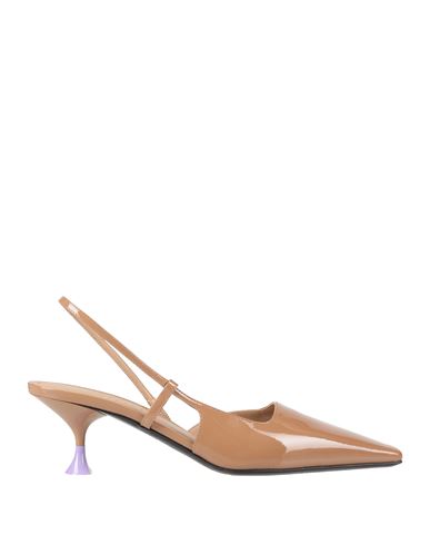 3juin Woman Pumps Camel Size 8.5 Leather In Brown