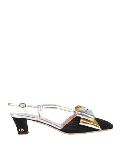 Valentino Bowow Leather-trimmed Satin Slingback Pumps In Black