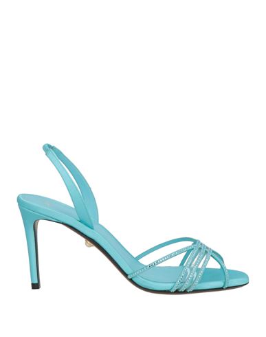 Alevì Milano Aleví Milano Woman Sandals Turquoise Size 8 Textile Fibers, Leather In Blue