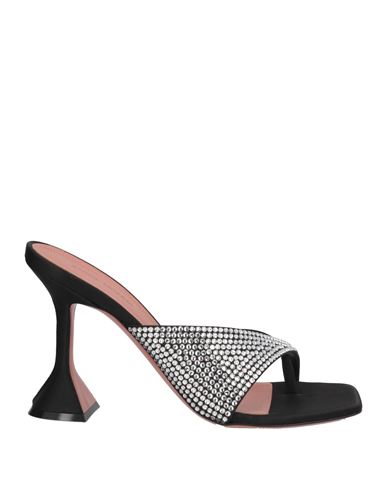 Amina Muaddi Woman Thong Sandal Black Size 8 Textile Fibers In Black