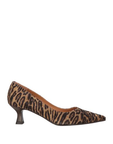 Billi Bi Copenhagen Woman Pumps Camel Size 6 Leather In Animal Print