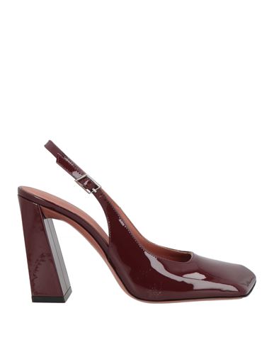 Amina Muaddi Woman Pumps Burgundy Size 8 Leather In Red