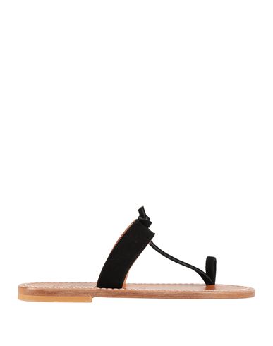 Kjacques K. Jacques St. Tropez Woman Thong Sandal Black Size 6 Leather In Multi