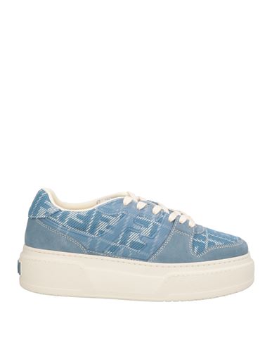 Fendi Woman Sneakers Blue Size 10 Leather, Textile Fibers