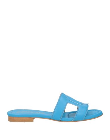 Bervicato Woman Sandals Azure Size 7 Leather In Blue